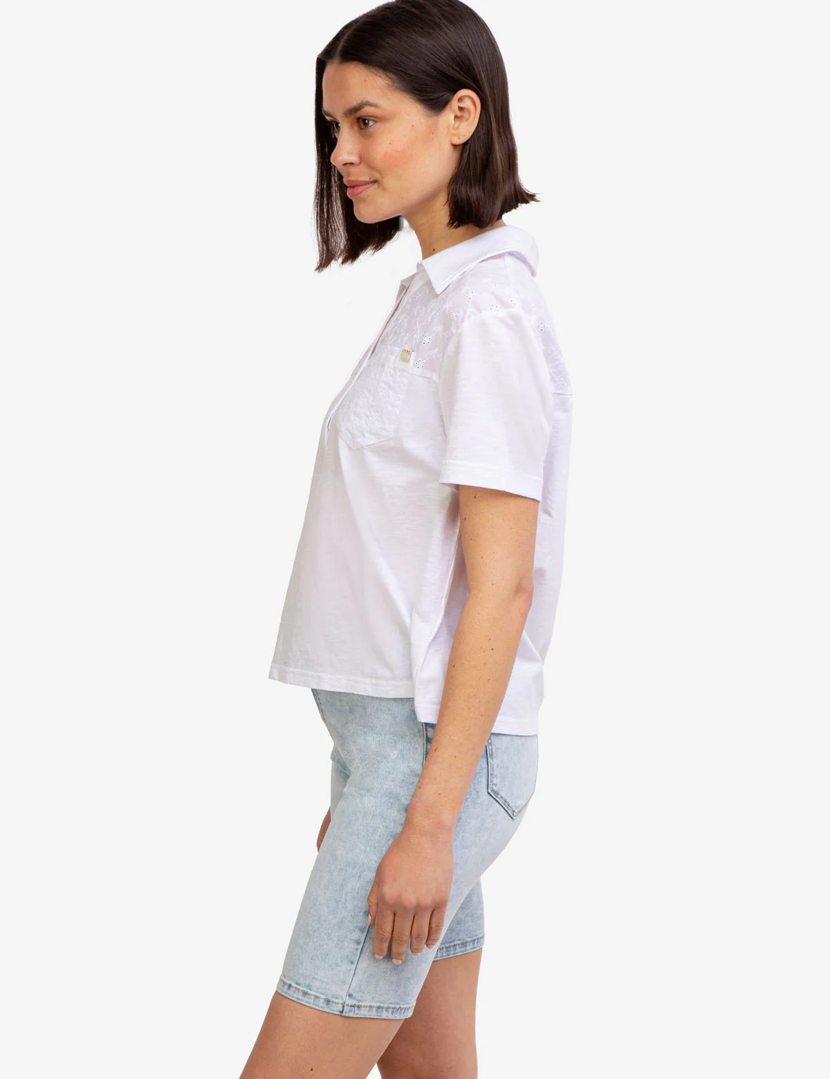 SHORT SLEEVE EYELET POLO SHIRT WITH POCKET - Image 3