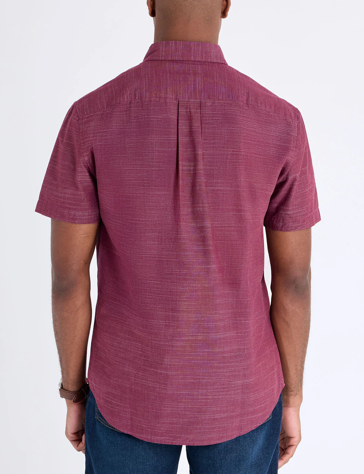 SHORT SLEEVE HORIZONTAL TEXTURE STRIPE SHIRT - Image 4