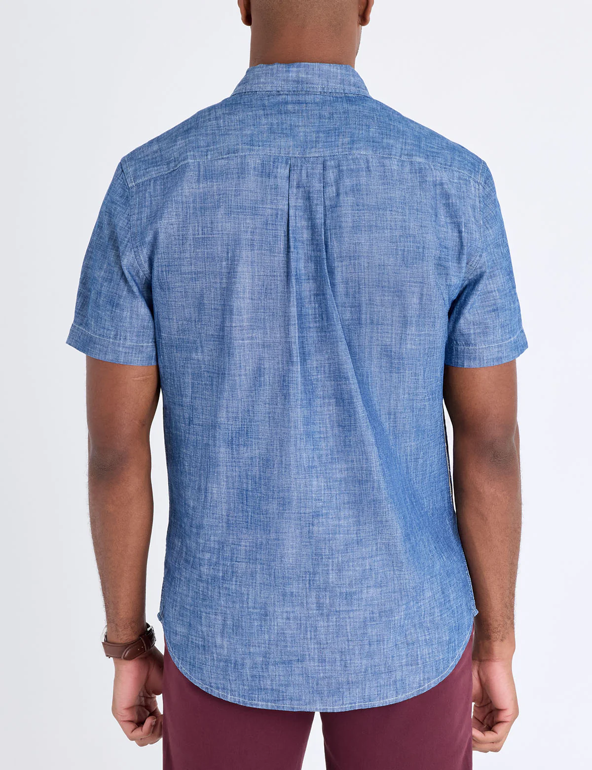 SHORT SLEEVE INDIGO CHAMBRAY SHIRT WITH POCKET - Image 4