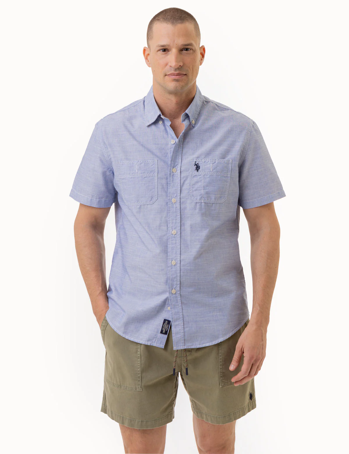 SHORT SLEEVE SLUB WOVEN SHIRT