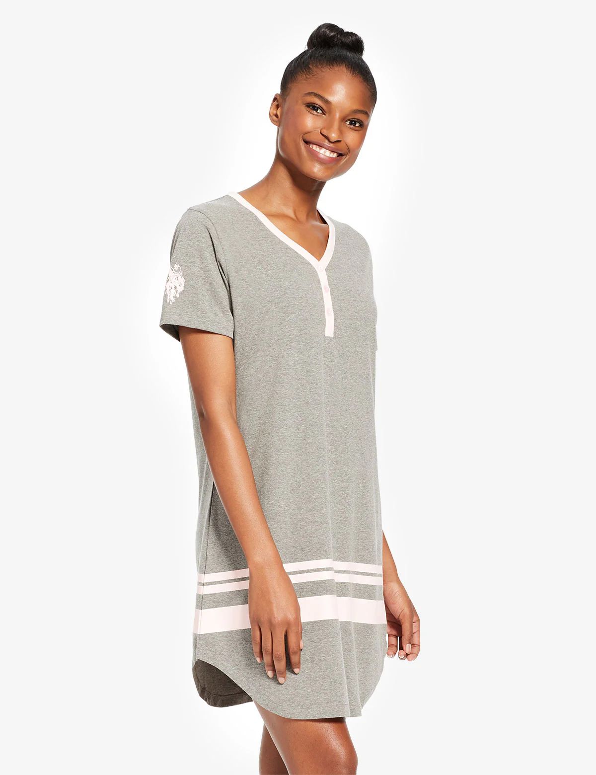 SHORT SLEEVE STRIPED LOGO DORMSHIRT
