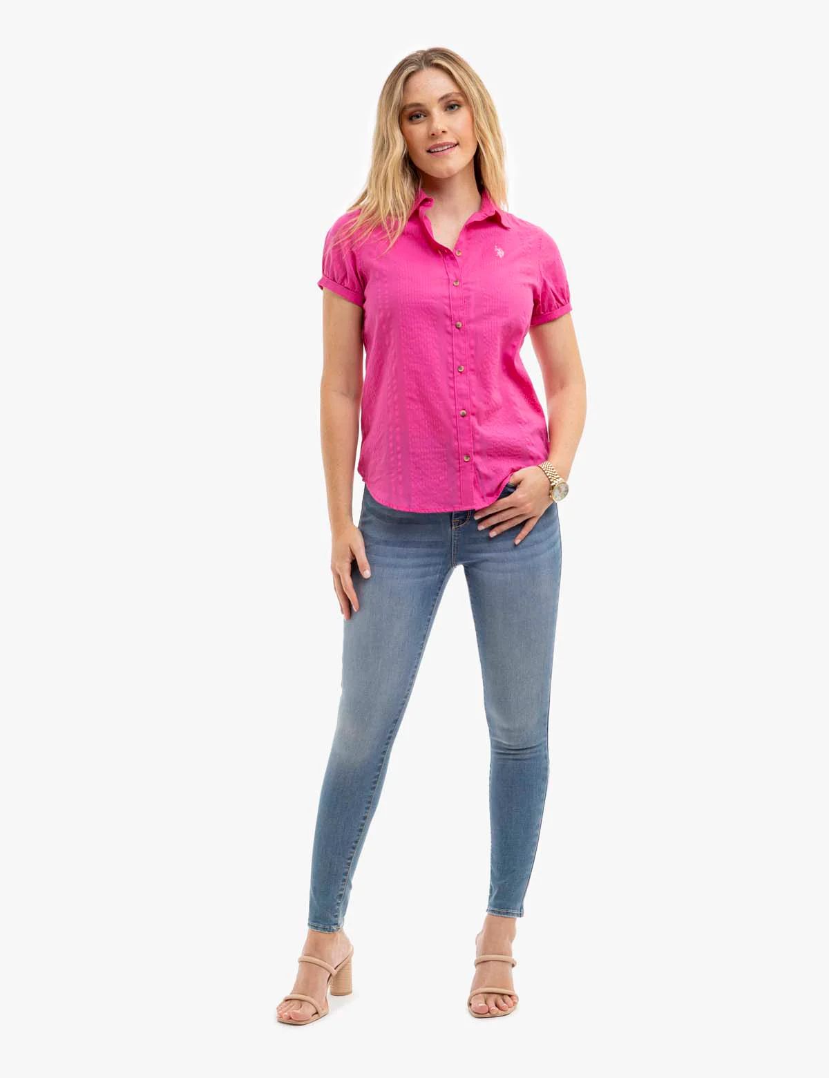 SHORT SLEEVE TEXTURED CUFF SHIRT - Image 2