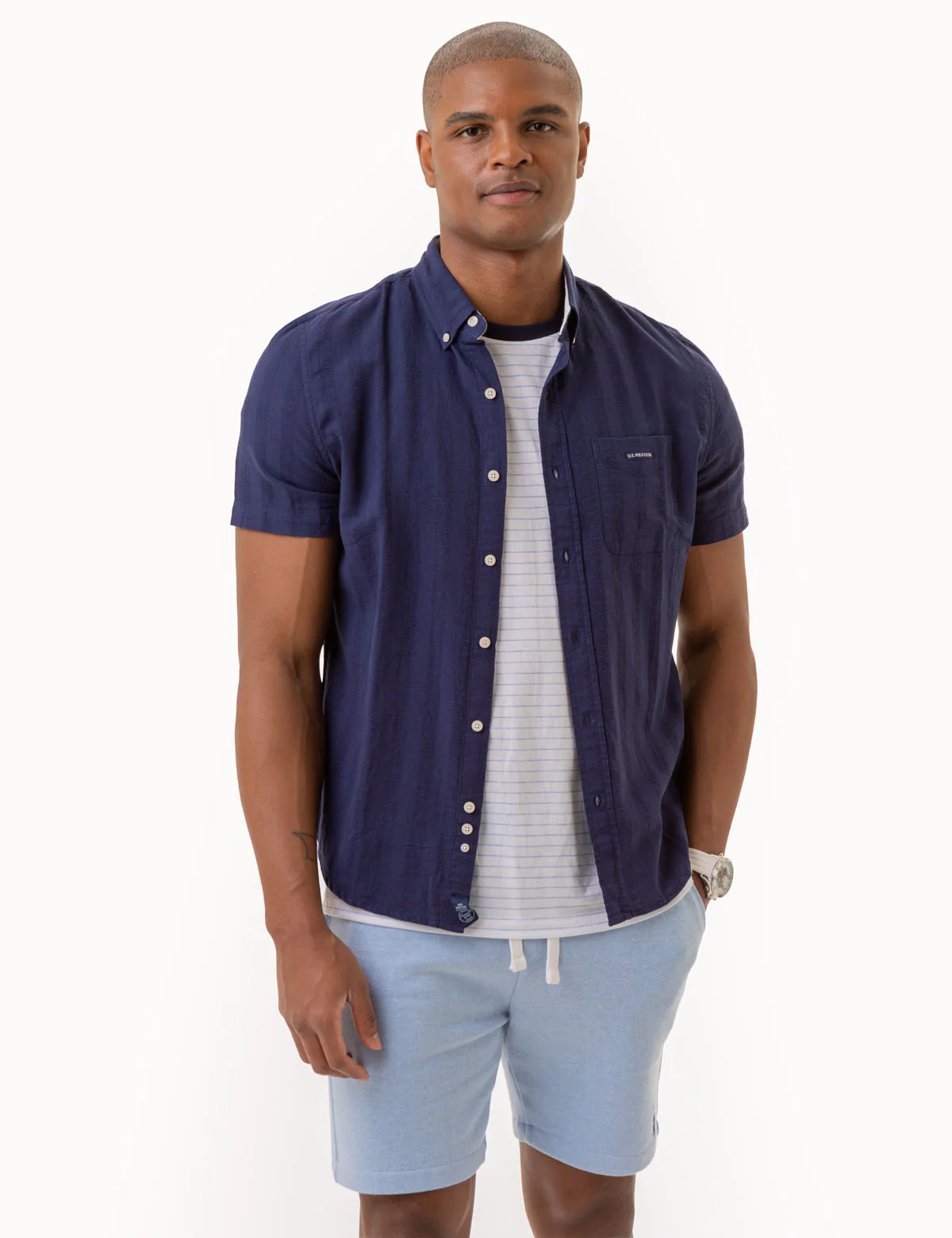 SHORT SLEEVE YARN DYE DOBBY WOVEN SHIRT - Image 2
