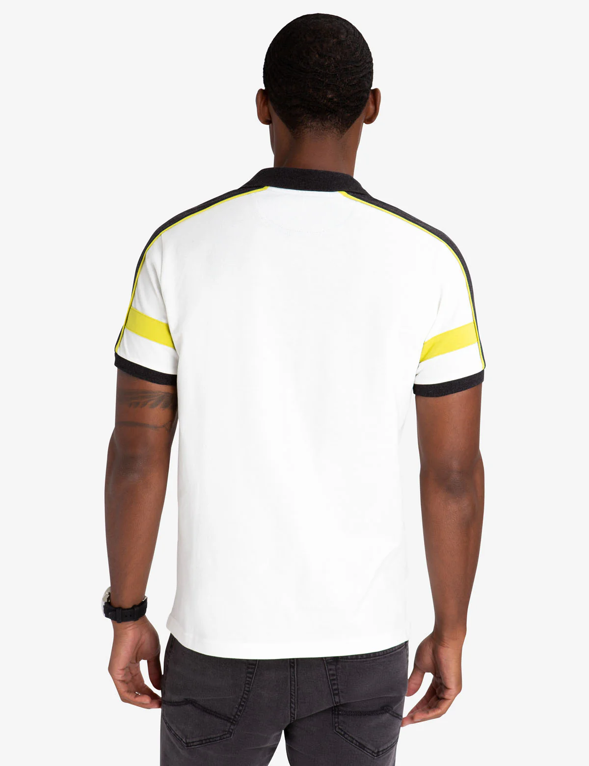 BLACK MALLET SHOULDER PIECING POLO SHIRT - Image 6