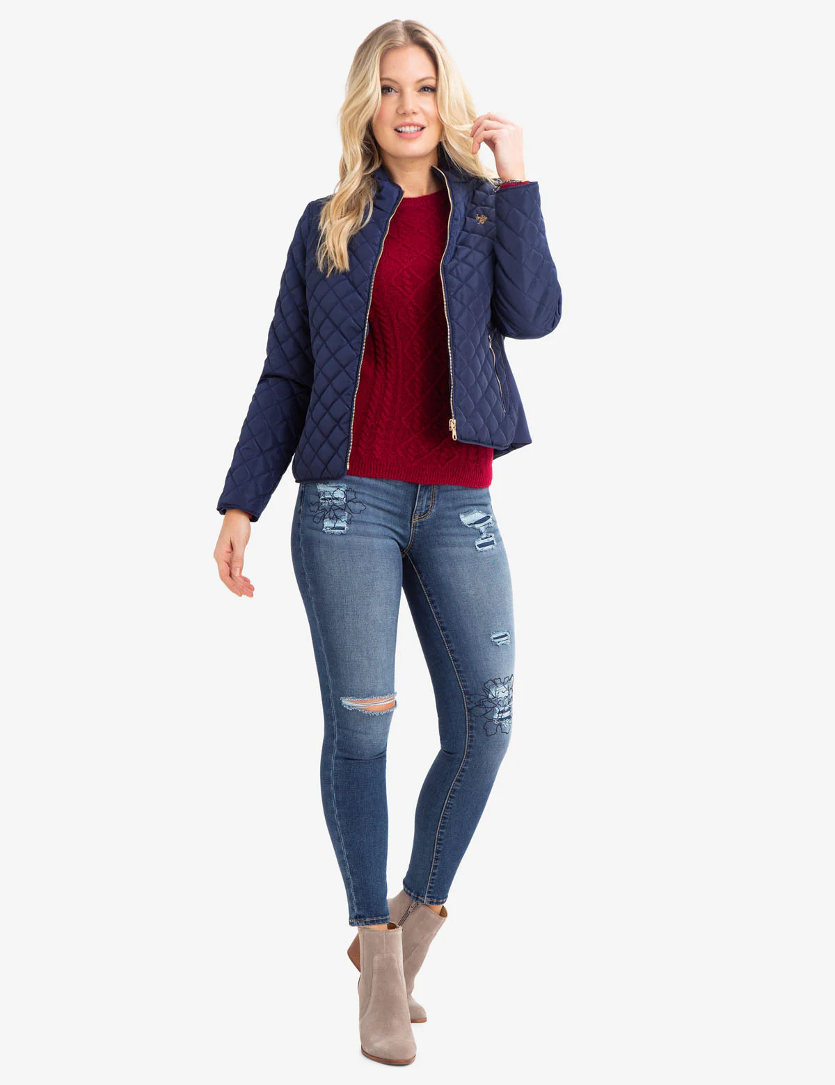 DIAMOND QUILTED SIDE KNIT JACKET - Image 2