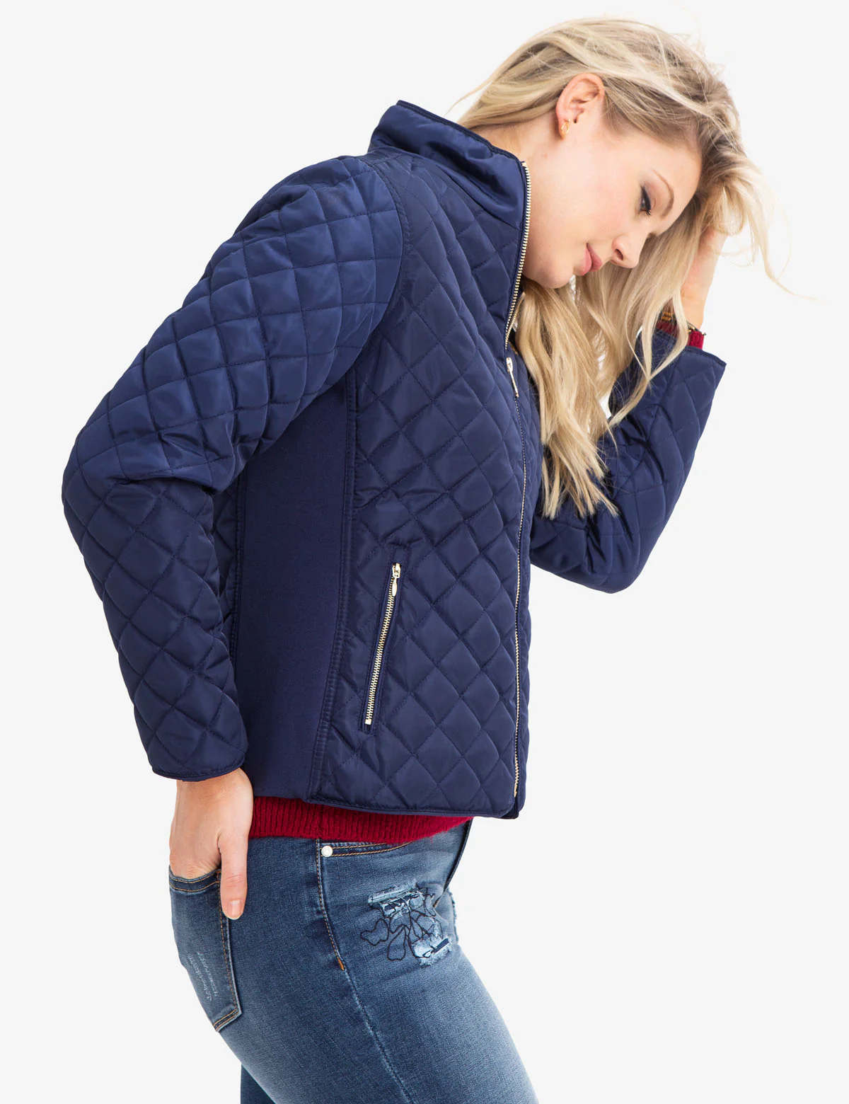 DIAMOND QUILTED SIDE KNIT JACKET - Image 3