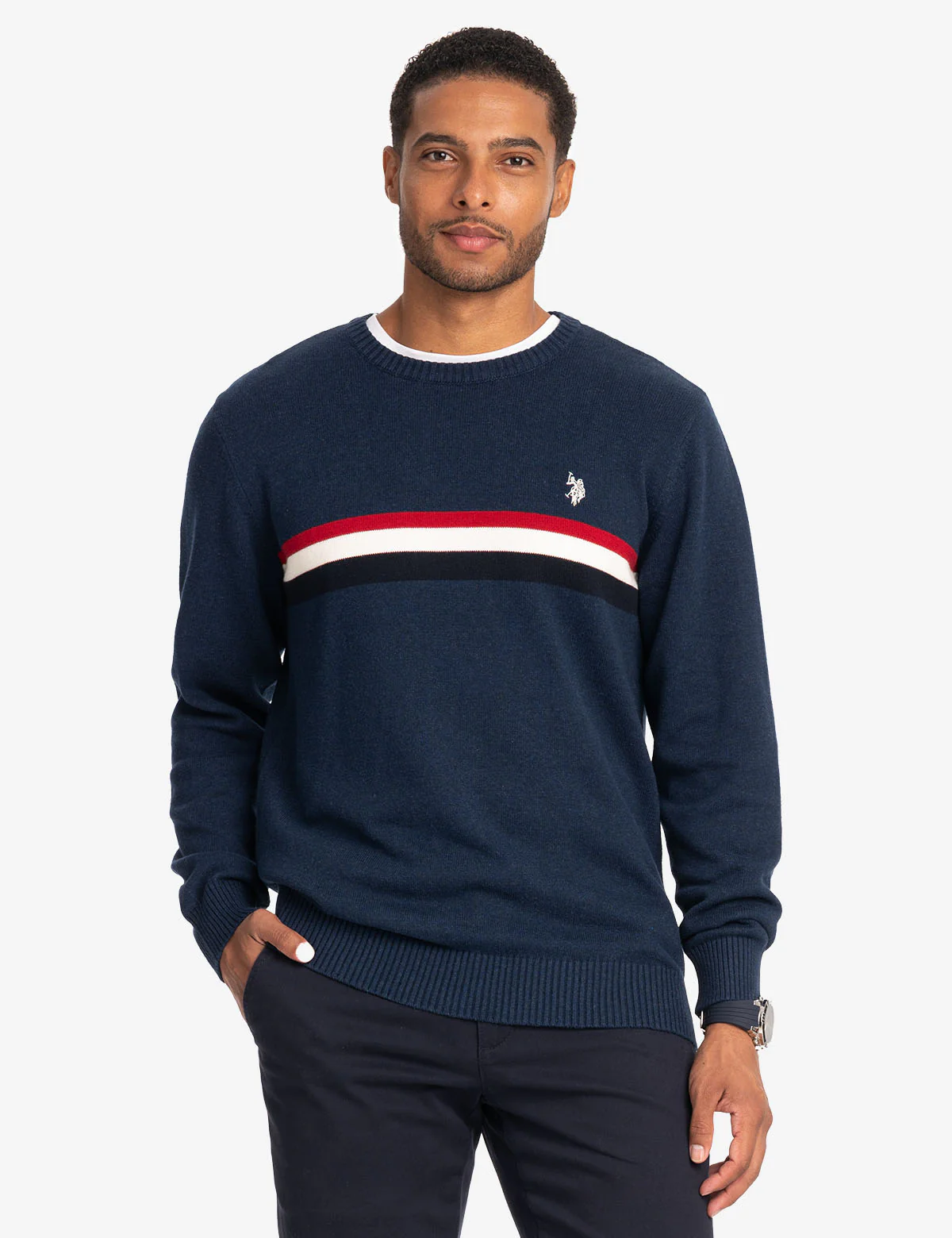SIGNATURE STRIPE CREW NECK SWEATER