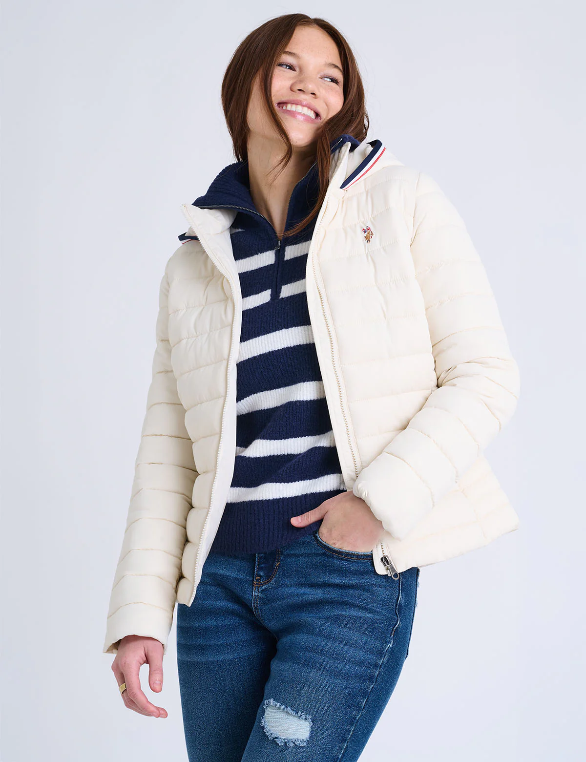 SIGNATURE STRIPE PUFFER JACKET WITH HOOD - Image 7