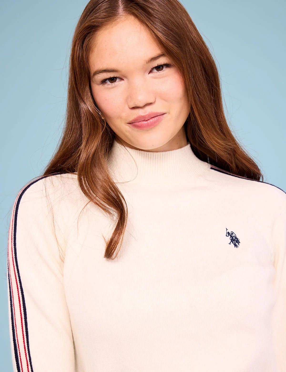 SIGNATURE STRIPE RAGLAN MOCK NECK SWEATER
