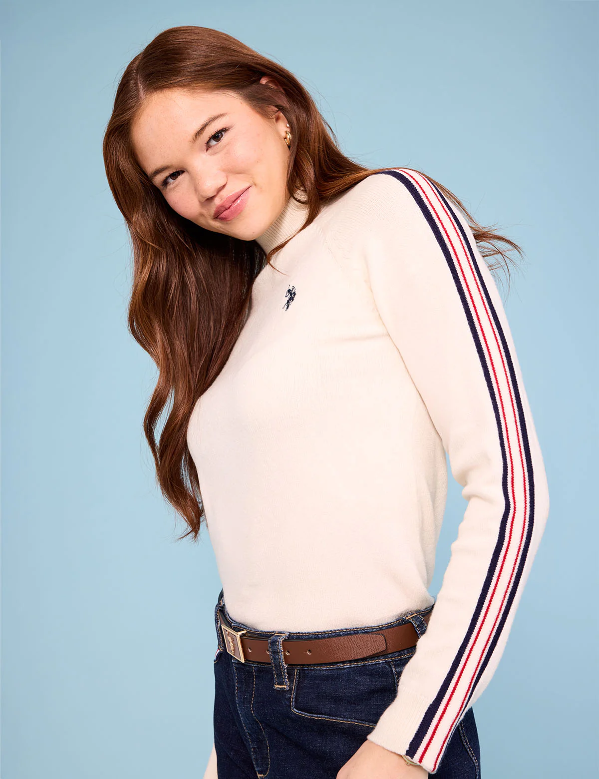 SIGNATURE STRIPE RAGLAN MOCK NECK SWEATER - Image 3