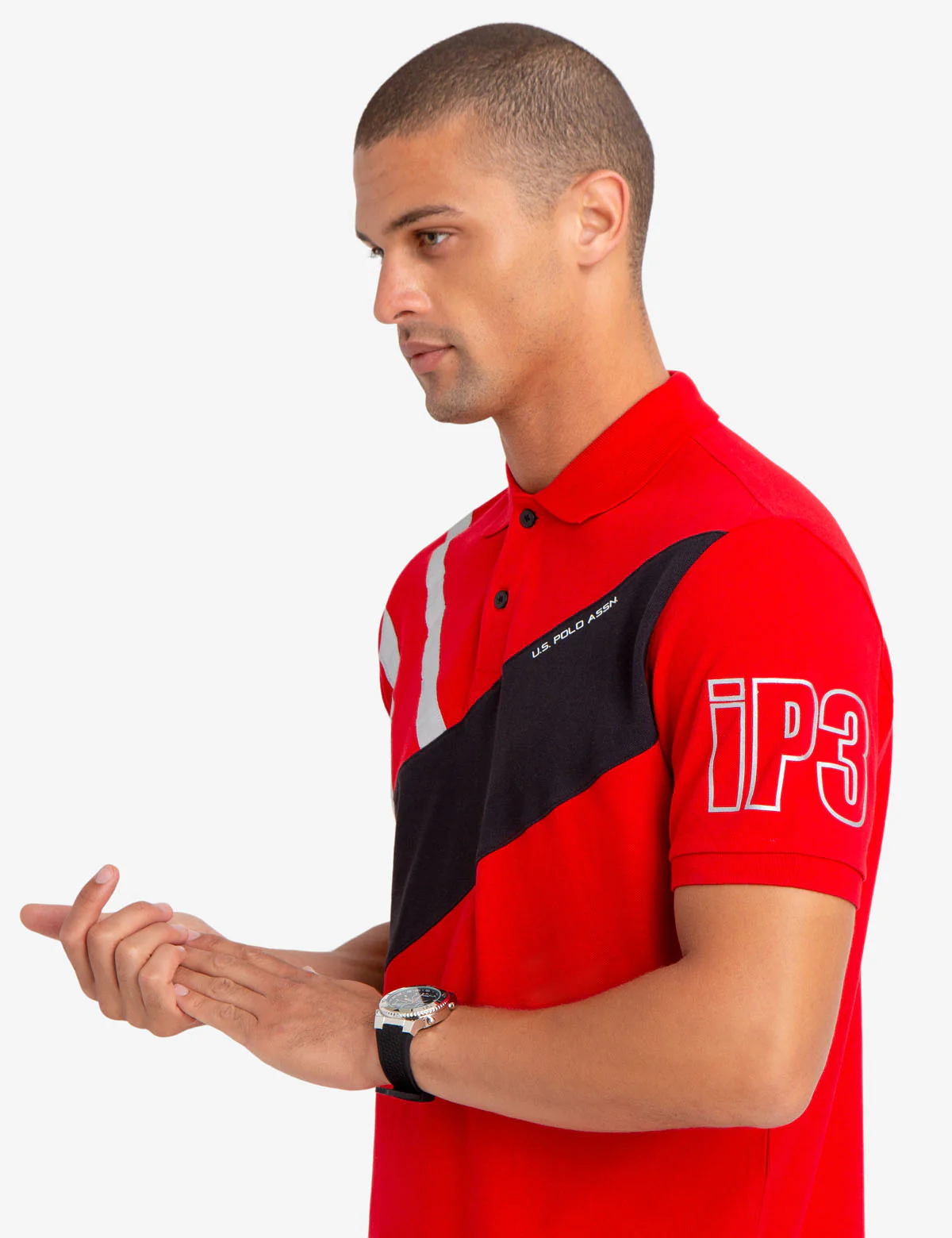 SILVER METALLIC DETAIL COLORBLOCK POLO SHIRT - Image 3