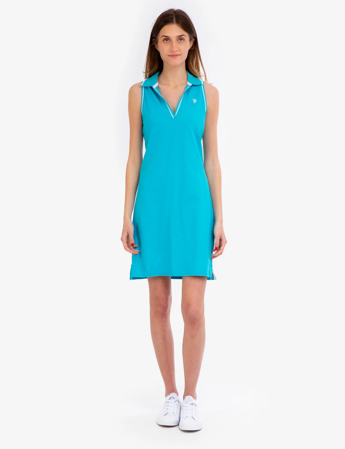 SLEEVELESS SPLIT NECK POLO DRESS - Image 4