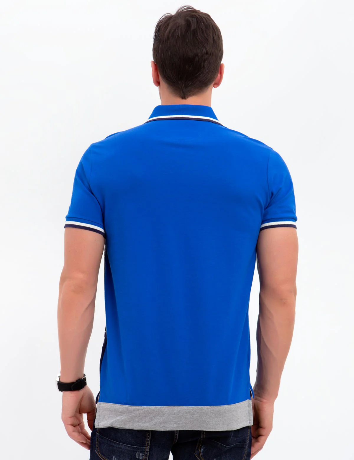 SLIM FIT BLACK MALLET DIAGONAL STRIPE POLO SHIRT - Image 7