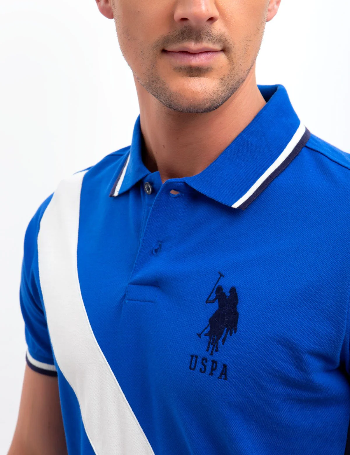 SLIM FIT BLACK MALLET DIAGONAL STRIPE POLO SHIRT - Image 8