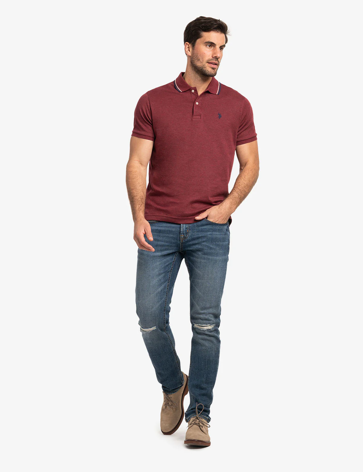 SLIM FIT TIPPED INTERLOCK POLO SHIRT - Image 12