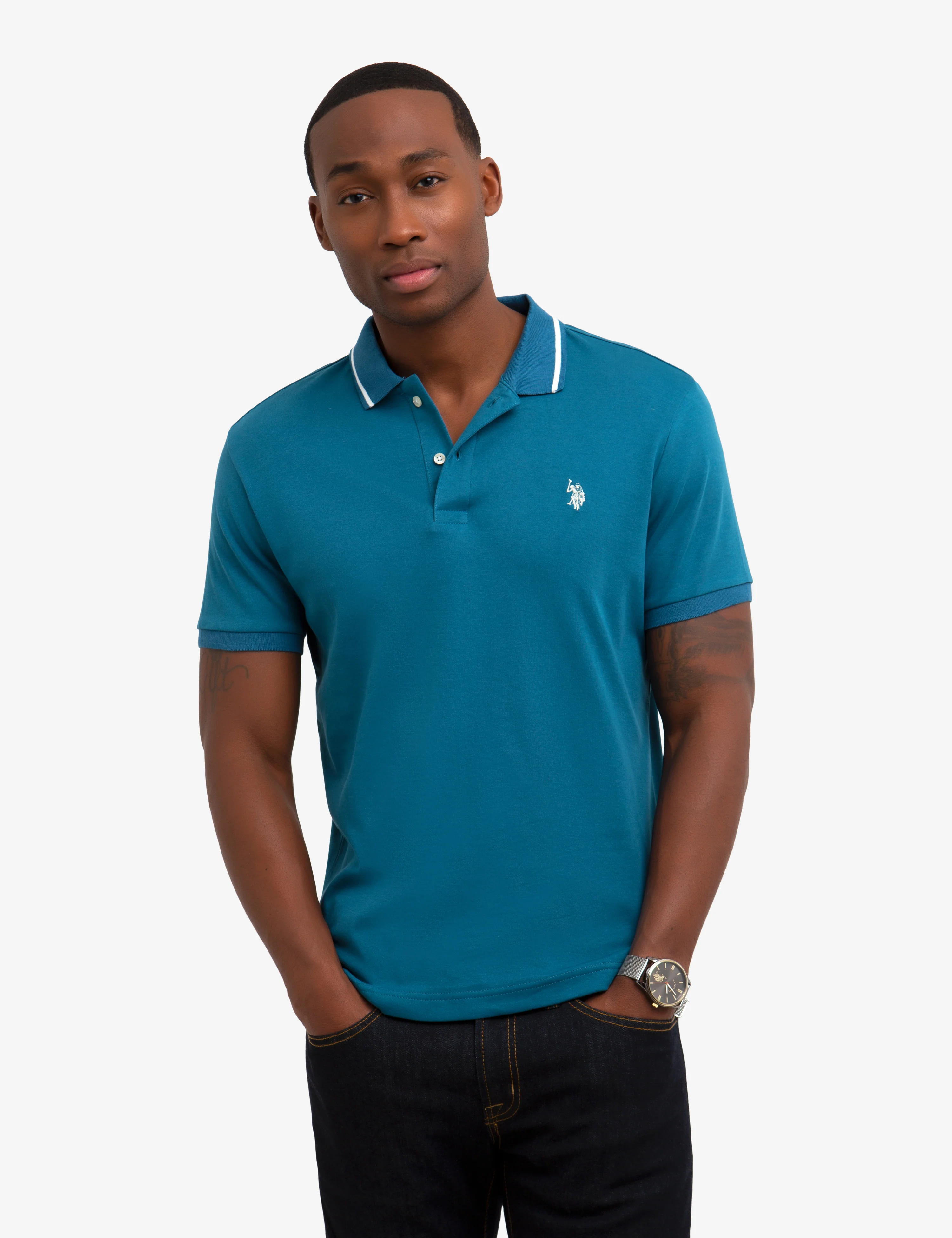 SLIM FIT TIPPED INTERLOCK POLO SHIRT - Image 3