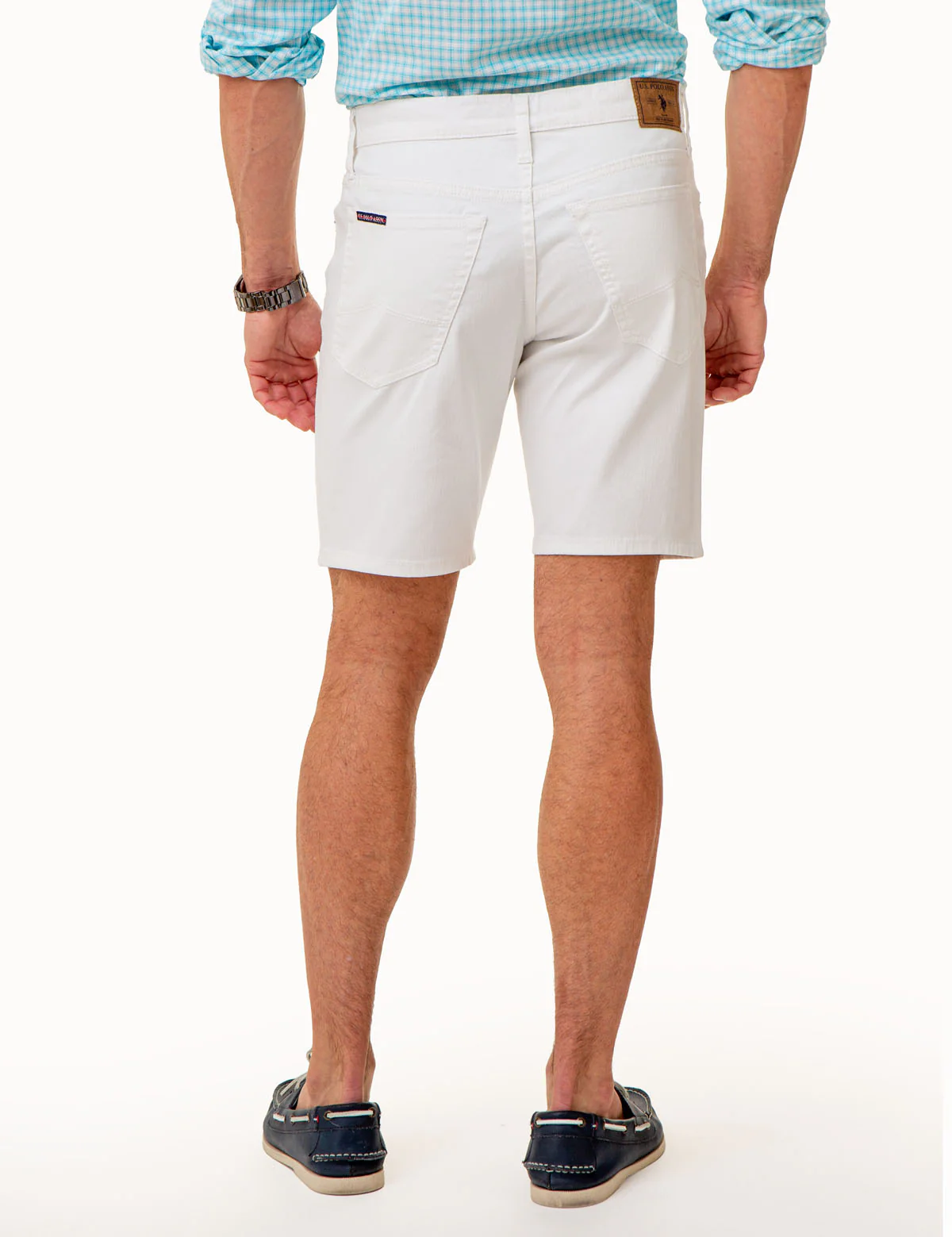SLIM STRAIGHT 5 POCKET DENIM SHORTS - Image 4