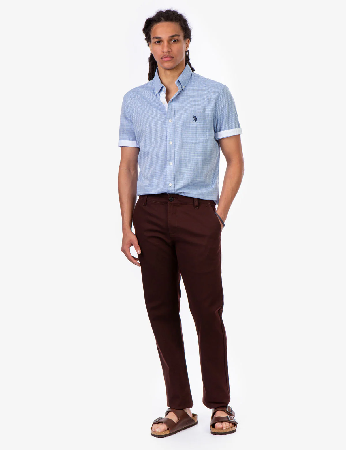 SLIM STRAIGHT TEXTURED PANTS - Image 2