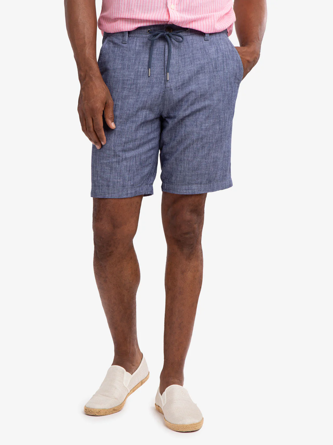 SLUB CHAMBRAY DRAWSTRING SHORTS