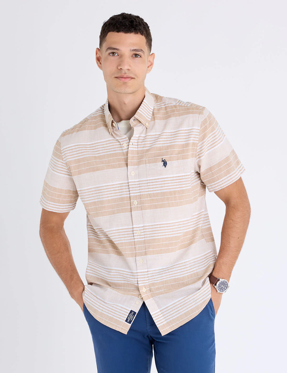 SLUB POPLIN WITH DOBBY SHORT SLEEVE SHIRT - Image 4