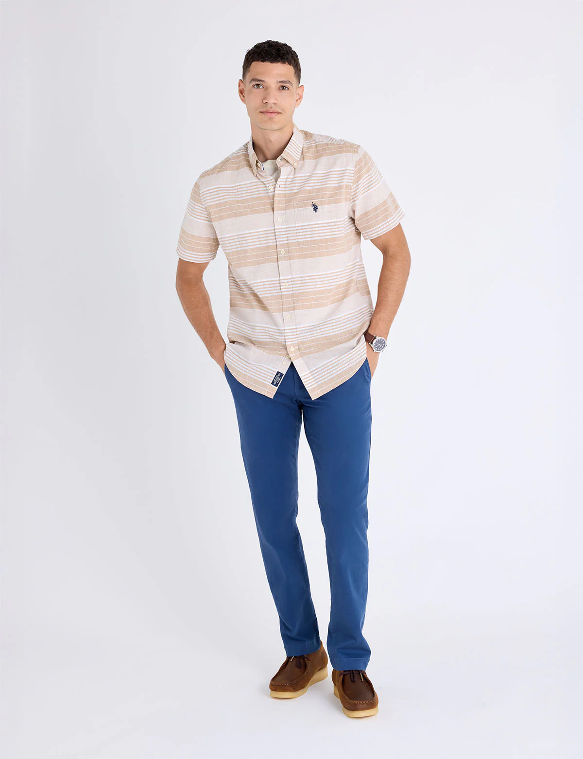 SLUB POPLIN WITH DOBBY SHORT SLEEVE SHIRT - Image 6