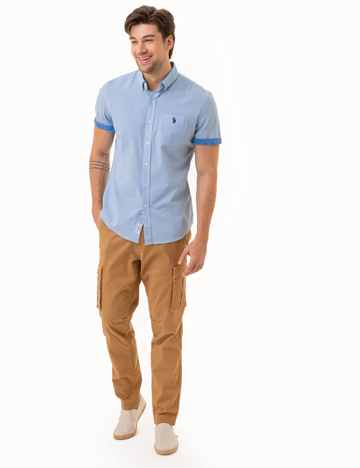 SLUB POPLIN WOVEN SHIRT WITH CONTRAST FACING - Image 2