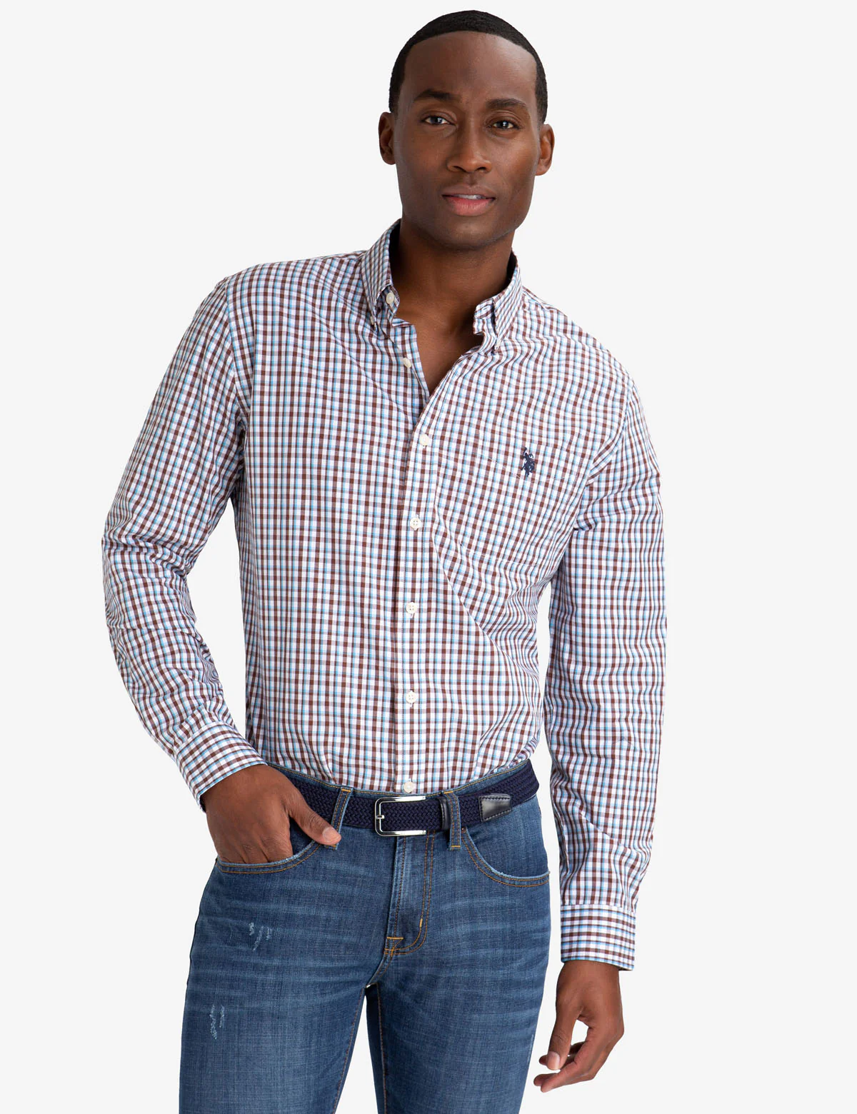 SMALL PLAID PEACHED POPLIN SHIRT