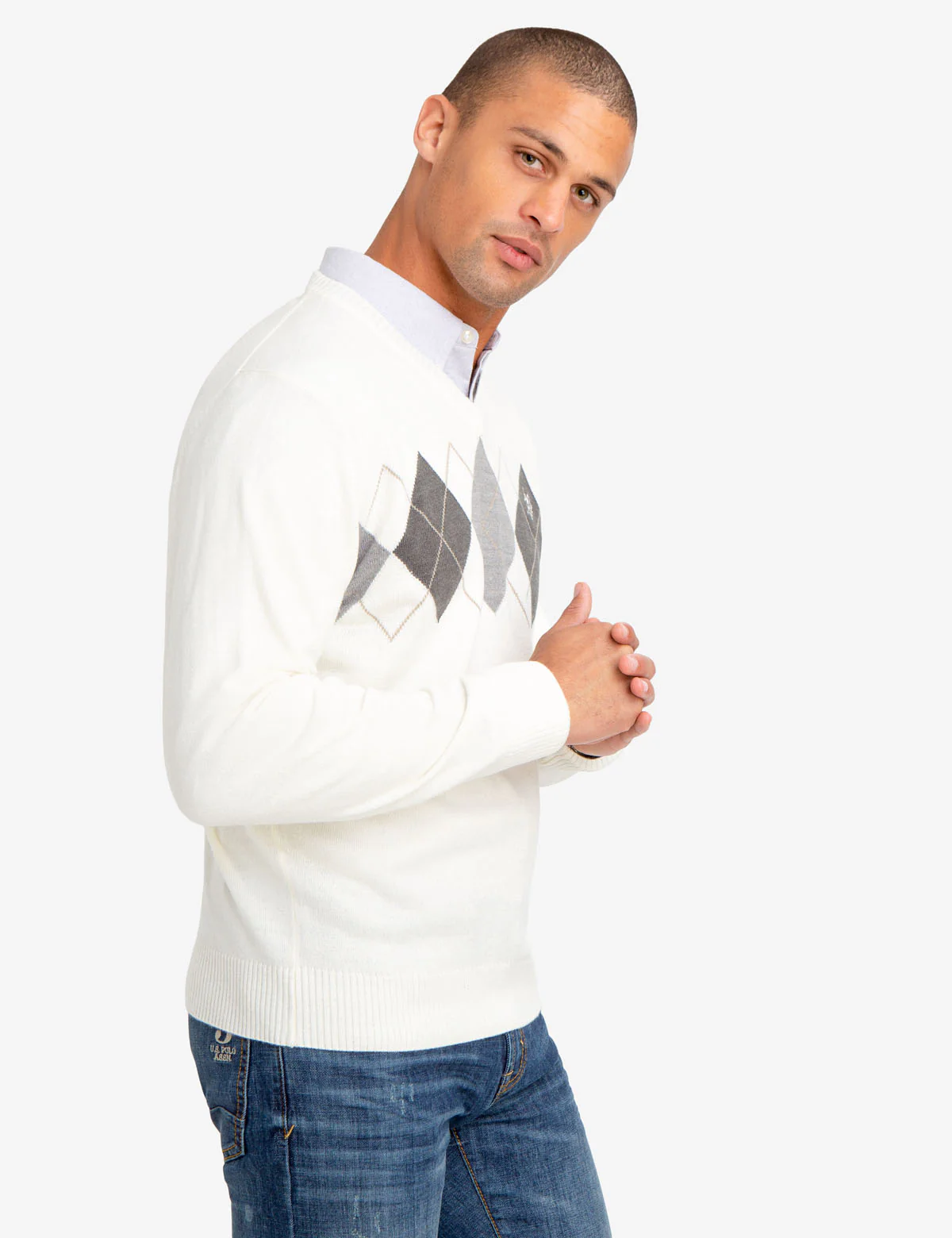 CREW NECK DIAMOND DESIGN SWEATER - Image 7