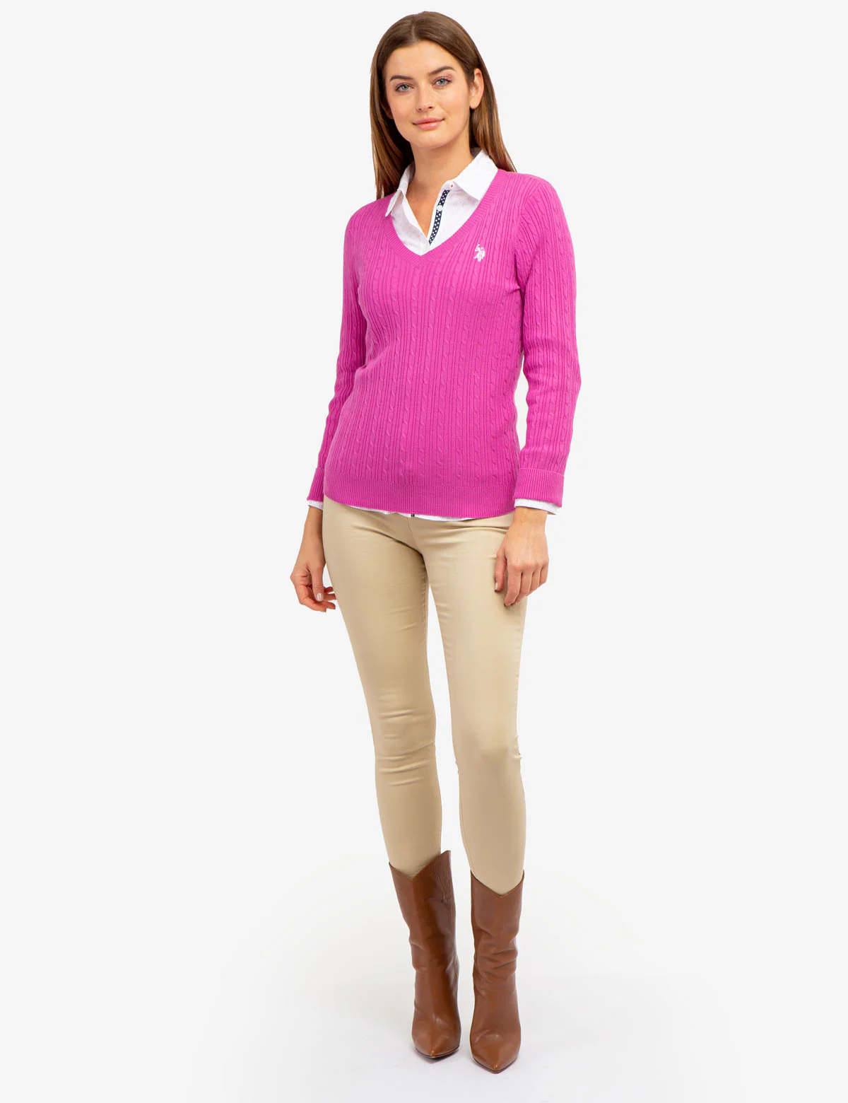 SOFT CABLE V-NECK SWEATER - Image 21