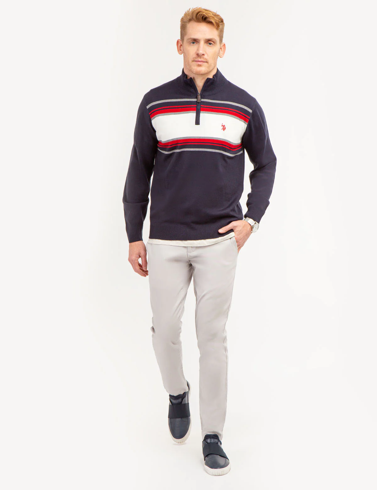 SOFT CHEST STRIPE 1/4 ZIP SWEATER - Image 2