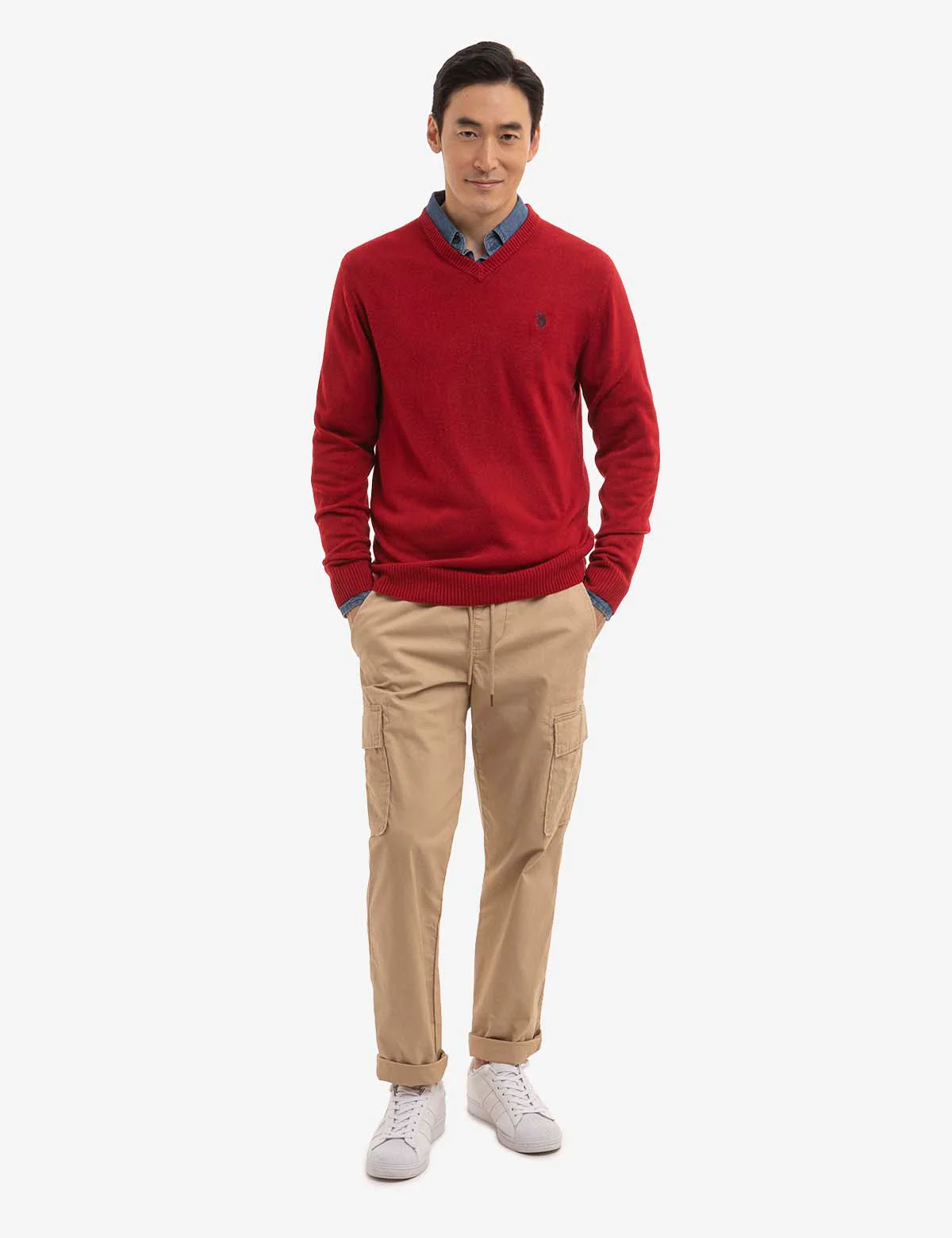 SOFT SOLID JERSEY V-NECK SWEATER - Image 2