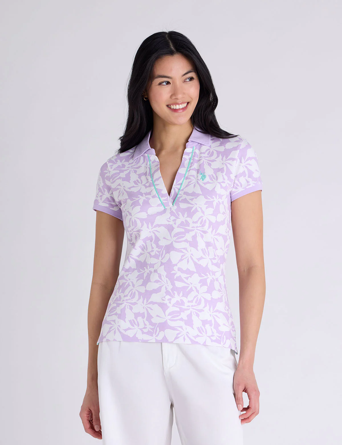 SOFT TROPICAL PRINT SLIM FIT POLO SHIRT
