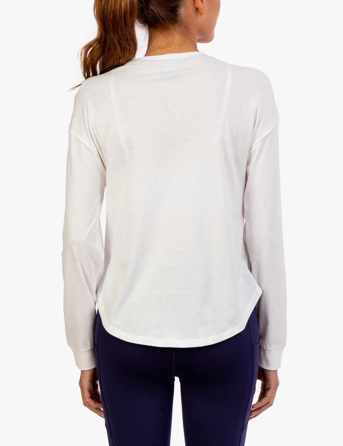 LONG SLEEVE CURVED HEM CREW NECK TOP - Image 4