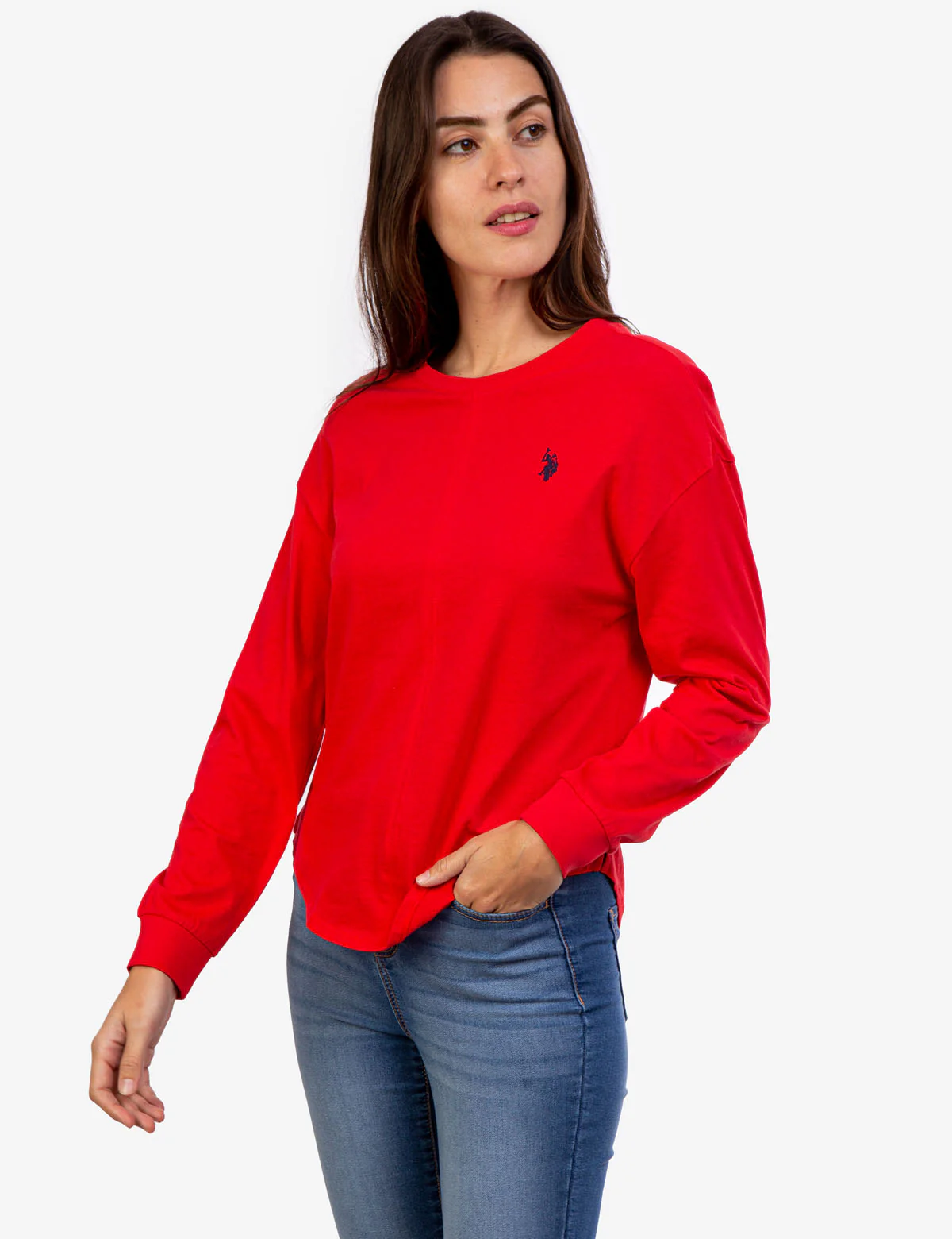 LONG SLEEVE CURVED HEM CREW NECK TOP - Image 5