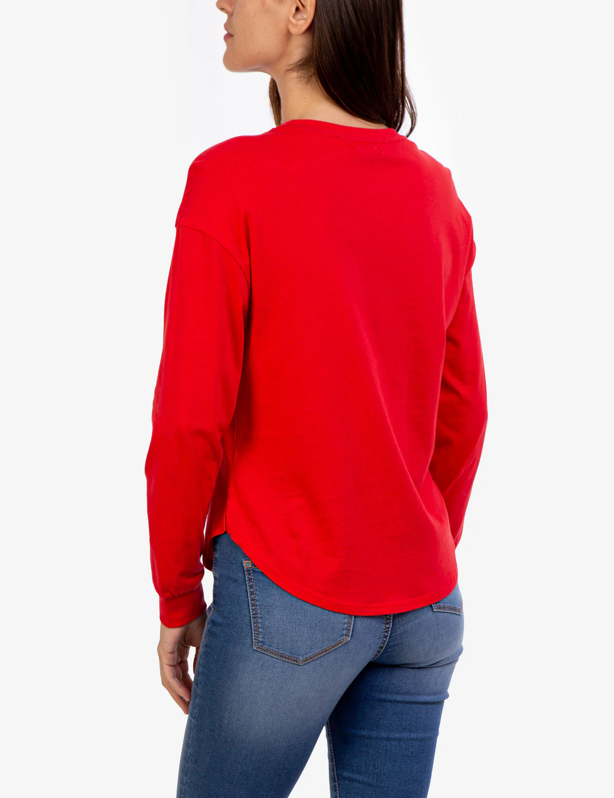 LONG SLEEVE CURVED HEM CREW NECK TOP - Image 7