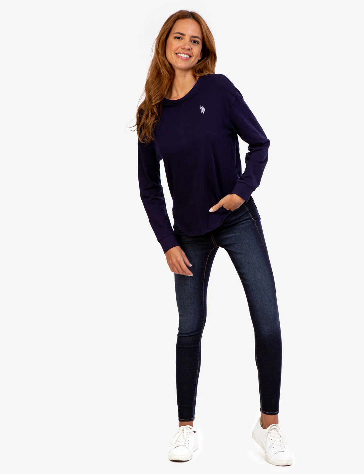 LONG SLEEVE CURVED HEM CREW NECK TOP - Image 9