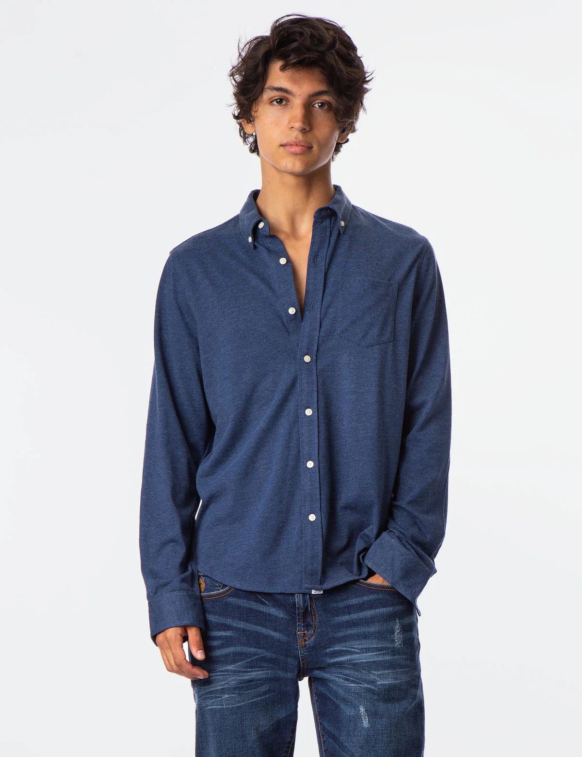 SOLID BUTTON DOWN JERSEY SHIRT - Image 11