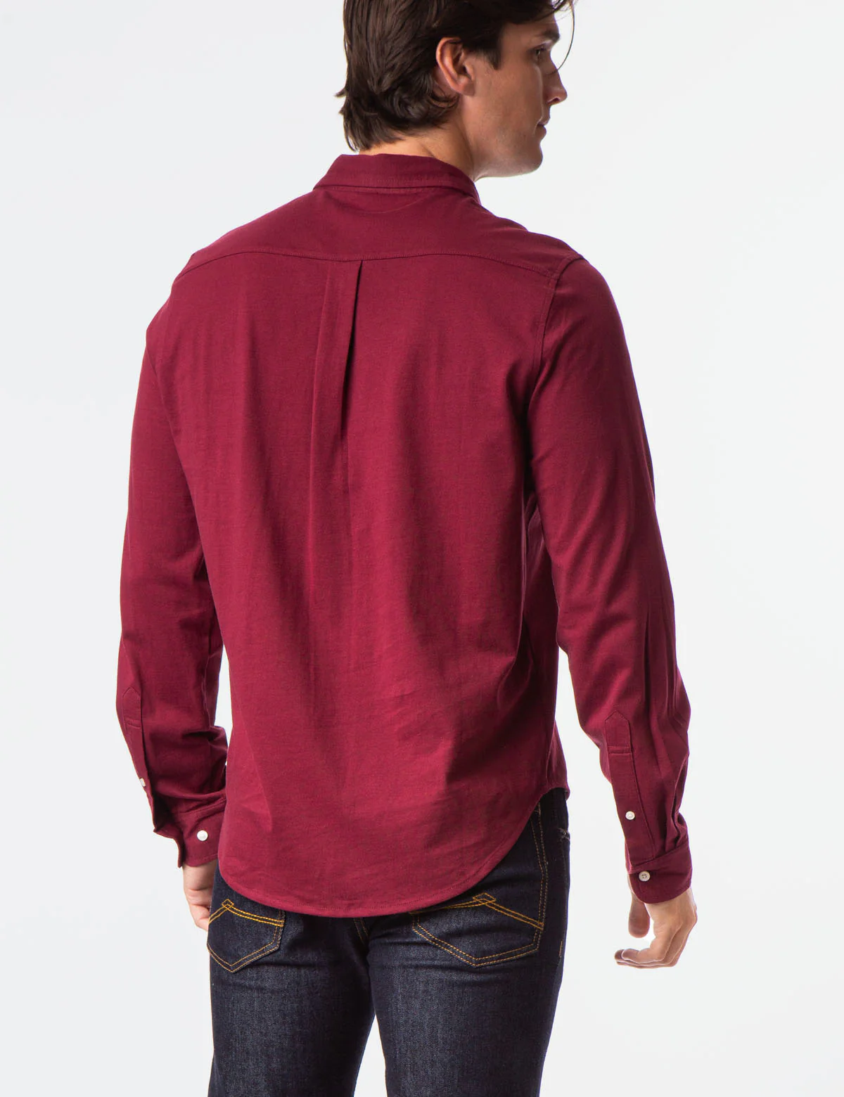 SOLID BUTTON DOWN JERSEY SHIRT - Image 3