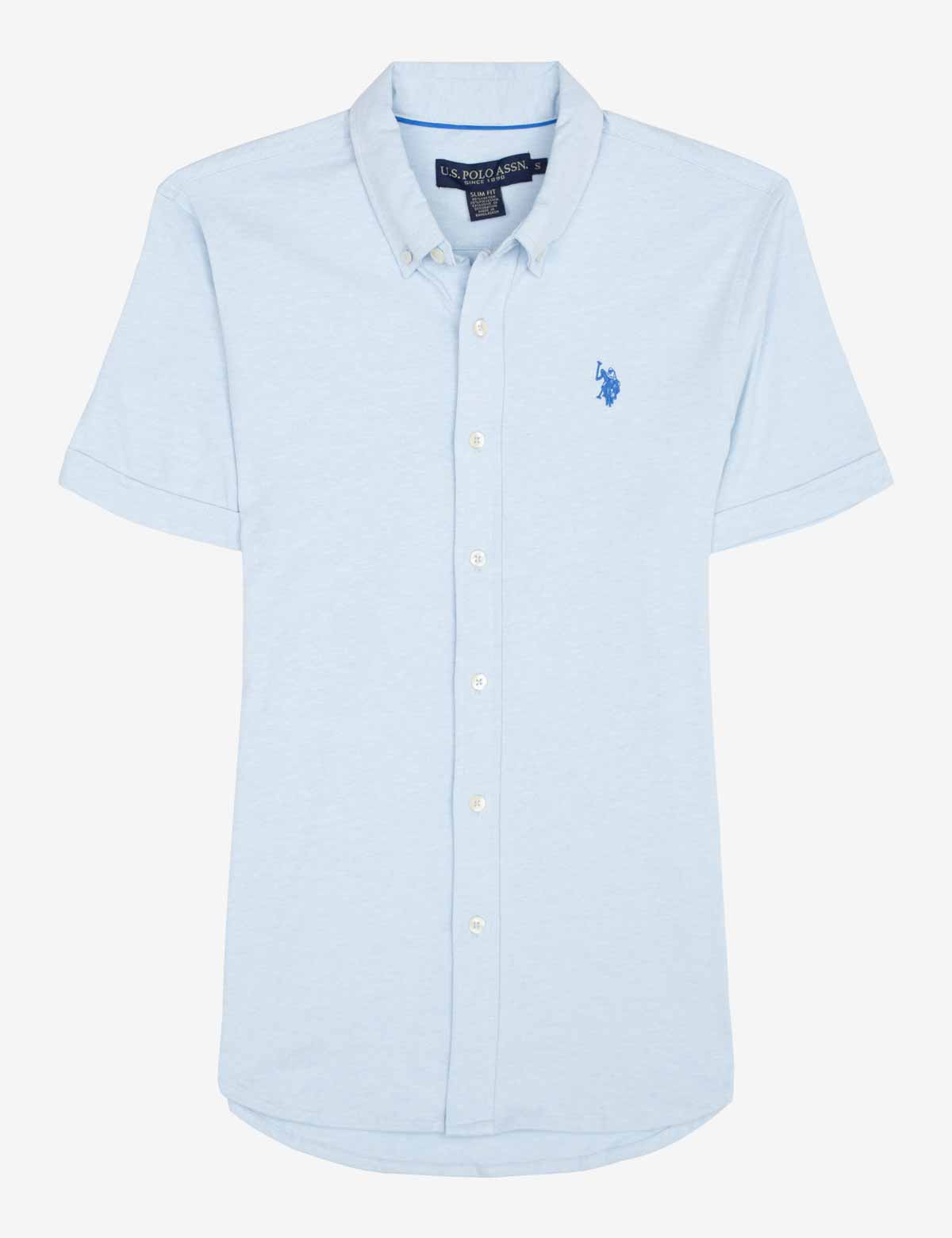SOLID BUTTON UP JERSEY SHIRT