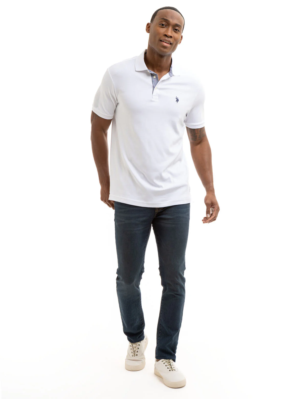 SOLID INTERLOCK GINGHAM TRIM POLO SHIRT - Image 3