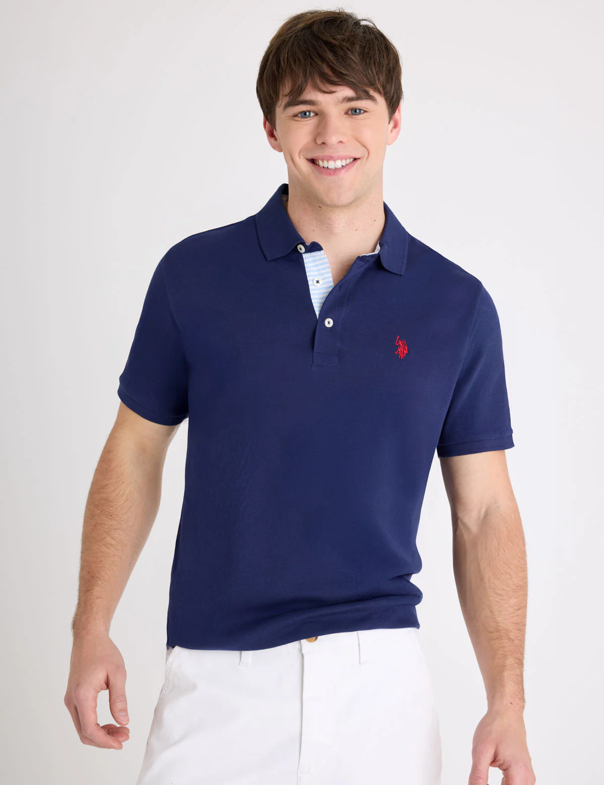 SOLID INTERLOCK POLO SHIRT WITH STRIPE TRIM - Image 2