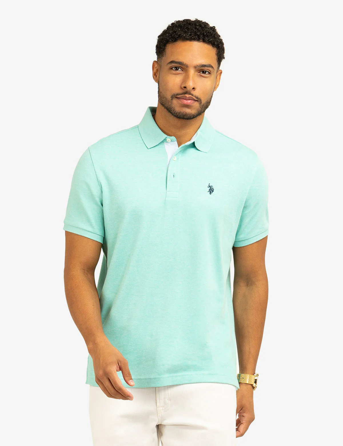 SOLID INTERLOCK POLO SHIRT WITH WOVEN TRIM