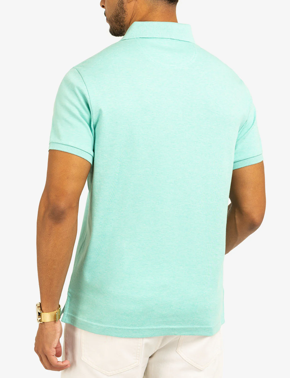 SOLID INTERLOCK POLO SHIRT WITH WOVEN TRIM - Image 4