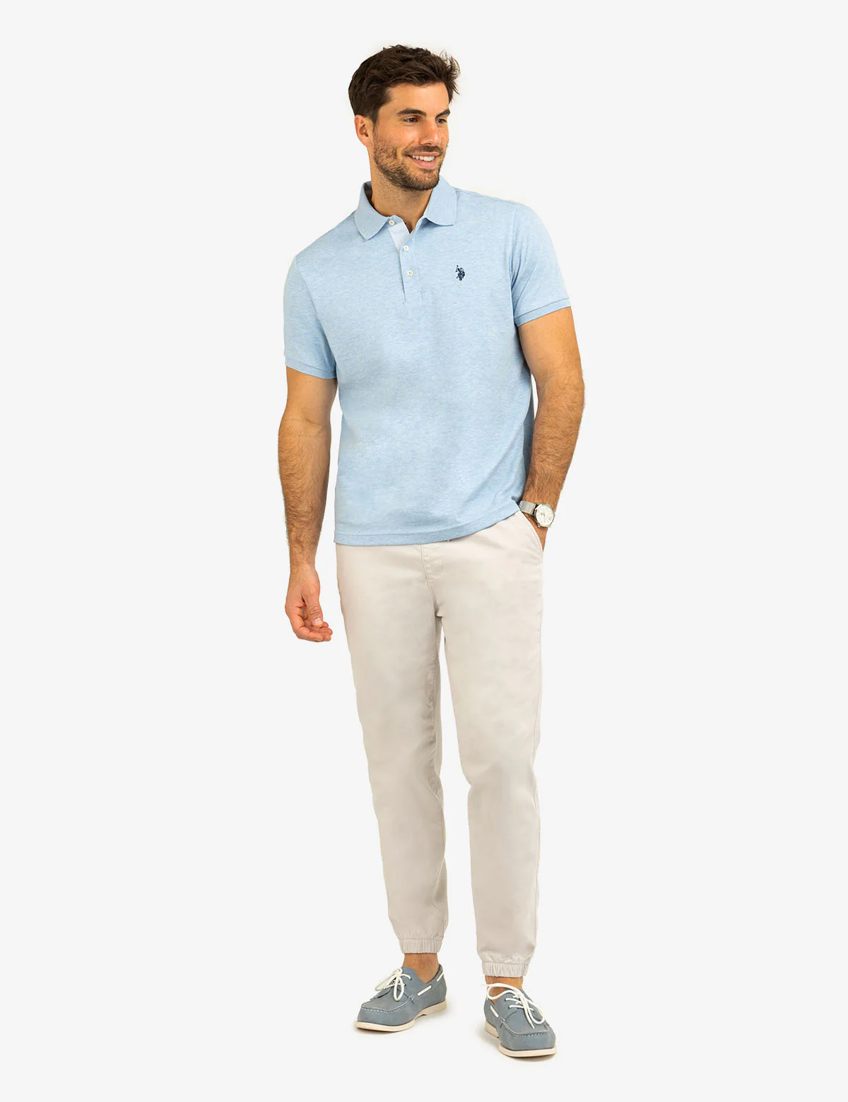 SOLID INTERLOCK POLO SHIRT WITH WOVEN TRIM - Image 6