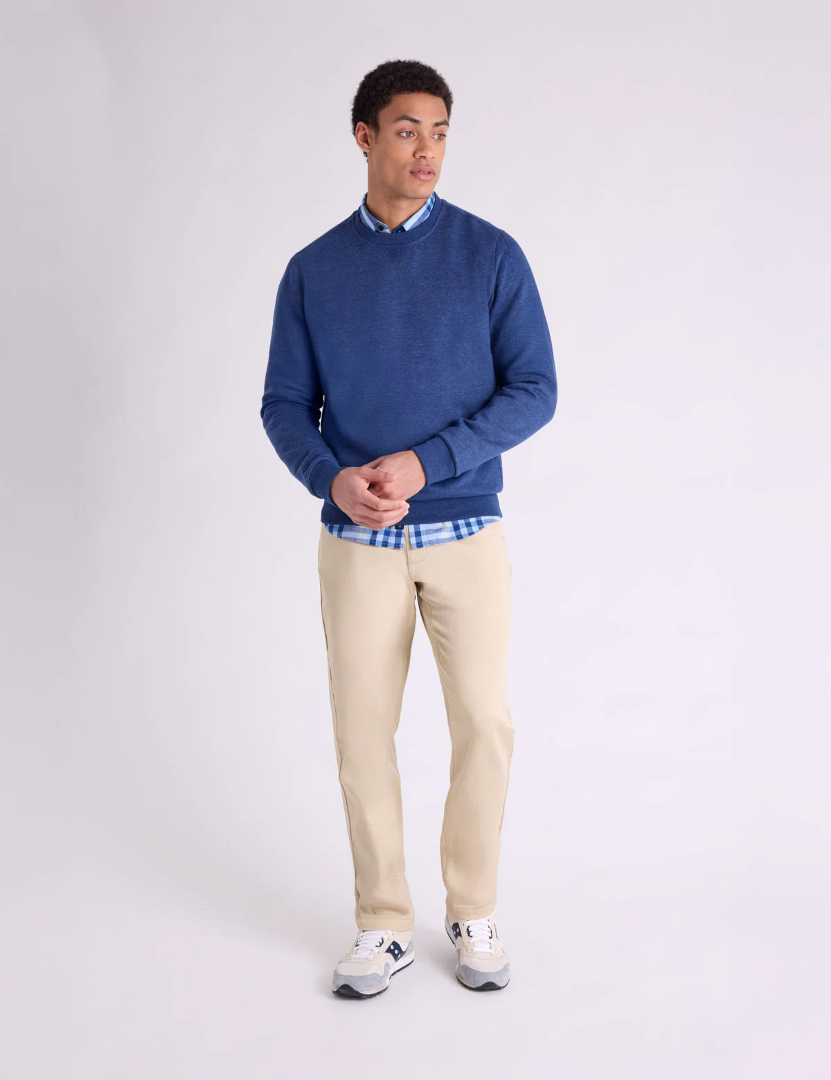 SOLID PEACHED FLEECE CREW NECK PULLOVER - Image 2
