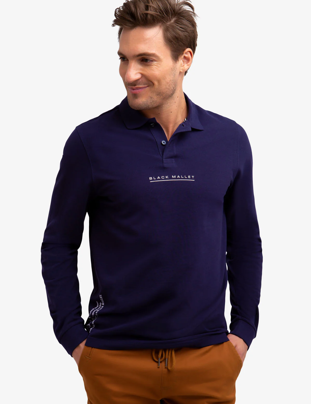 SOLID PIQUE LONG SLEEVE POLO SHIRT - Image 4