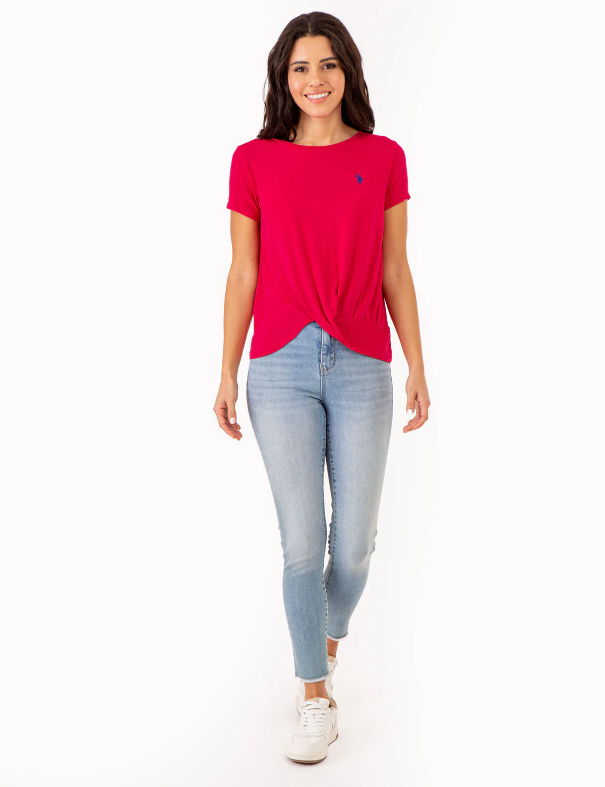 SOLID TWIST FRONT SHORT SLEEVE TOP - Image 2