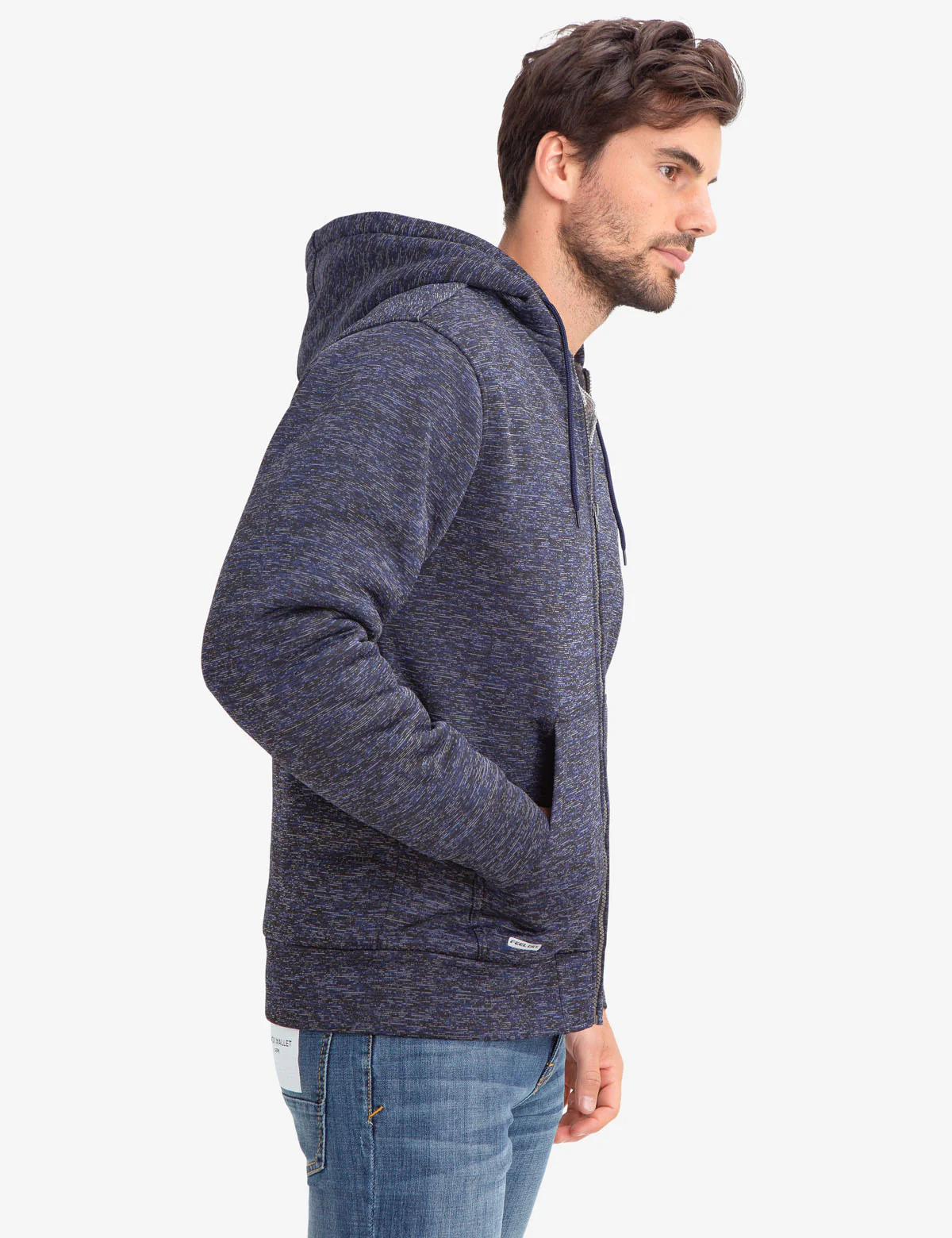 SPACE DYE FAUX SHEARLING LINED HOODIE - Image 3