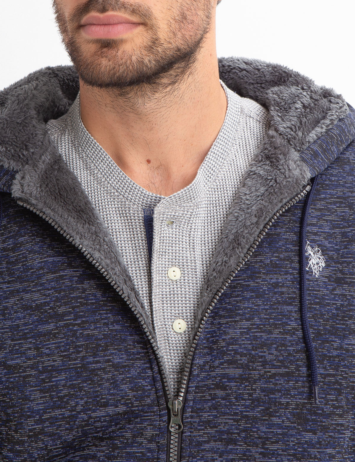 SPACE DYE FAUX SHEARLING LINED HOODIE - Image 5