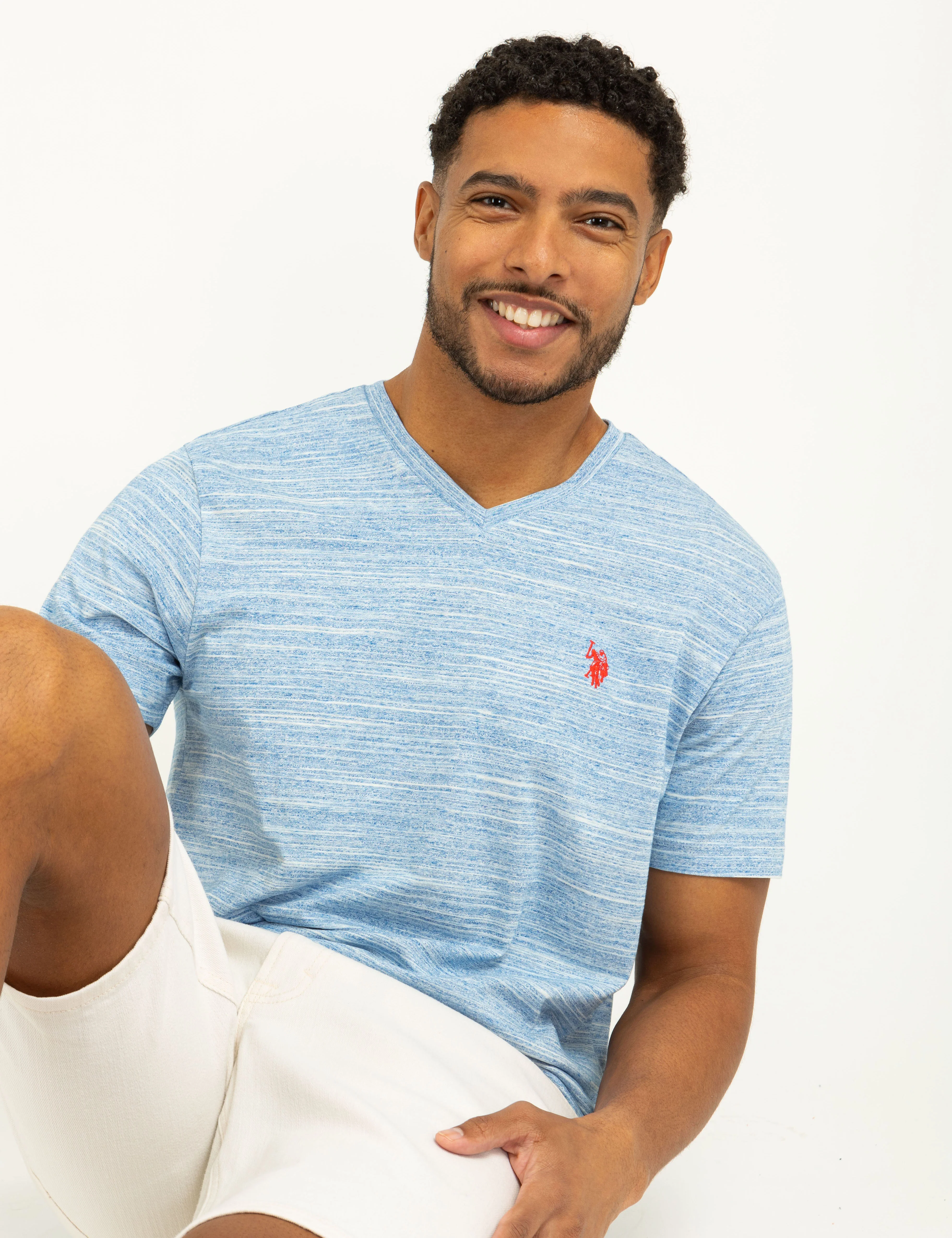 SPACE DYE JERSEY V-NECK T-SHIRT - Image 5